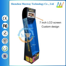 corrugated display stand with 7 inch LCD screen for promotion